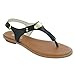 Michael By Michael Kors Women's MK Plate Flat Thong Sandals Black/Gold