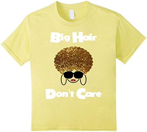 Kids Big Hair Don't Care Shirt - Curly Hair Glam Glitter Inspired 8 Lemon