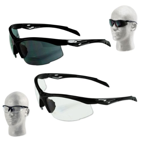 Italian Design Wrap-Around ANSI Z87.1 Safety Reading Glasses - 1.00 to 3.00 - Smoke or Clear