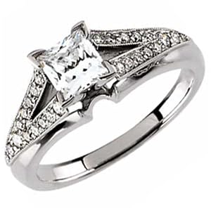 14Kt White Gold Triumph Diamond Engagement Ring (Center stone is not included)