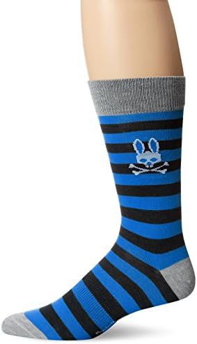 Psycho Bunny Men's Bold Stripe Crew Sock, Slate, One Size