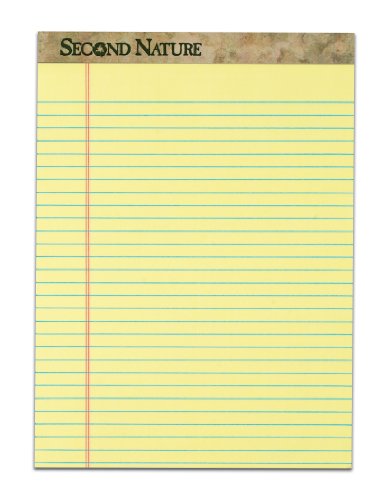 TOPS Second Nature Legal Pads, Recycled, Legal Rule, 8.5 x 11.75 Inches, Canary Paper, 50 Sheets per Pad, 12 Pads per Pack (74095)