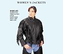Women's Classic Style Leather Jacket - Fringe on Front & Back, Elastic Sides, Zipout Liner