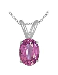 0.30Ct Oval Pink Sapphire Pendant in 14k White Gold