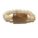 Moonstone Bracelet 04 Stretch White Magnesite Brown Faceted Gemstone