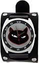 Split Leather White Cat Skull Print Black Leather Wrist Watch