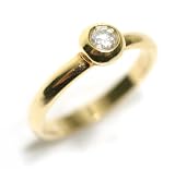 Diamond Engagement or Promise Ring Bezel Set with Fine Quality Diamond, 18k Yellow Gold, Ring Size 4.25 (T.w 0.15)