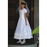 Angels Garment White Taffeta Sequin Design Girls Communion Dress 7-18