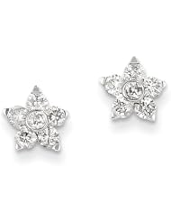 14k White Gold Diamond Flower Screwback Earrings
