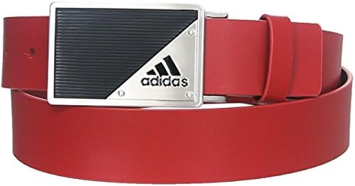 Adidas Golf Men's Smooth Leather Belt w/ Plaque Buckle - 38" University Red