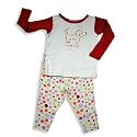 B.T. Kids - Toddler Girls Long Sleeve Polka Dot Dog Pajamas, White, Red, Multi