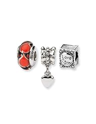 Sterling Silver Romance Boxed Charm Set for 3mm Bracelets