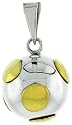 Sterling Silver Harmony Ball Pendant with Brass Polka Dots 15/16" (24mm)