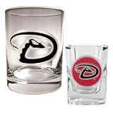 Arizona Diamondbacks Rocks Glass & Square Shot Glass Set - Primary Logo MLB Baseball