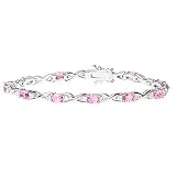 Studio 925 Hugs n' Kisses Pink Diamond CZ Sterling Silver Tennis Bracelet