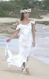 Queen Kaahumanu Hawaiian Wedding Holoku - Alii Collection Hawaiian Print Beach Wedding Dress