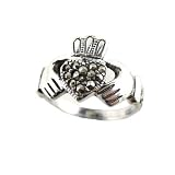 Sterling Silver Marcasite Celtic Claddagh Ring