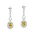 14K White Gold Citrine and Diamond Earrings