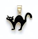 14K BLACK ENAMEL CAT PEND - GH16761