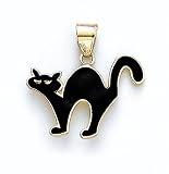 14K BLACK ENAMEL CAT PEND - GH16761