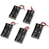 uxcell&reg; 5 Pcs 2 x 1.5V AA Battery Holder Case Storage Box Black w Wire Leads
