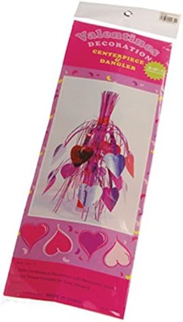One Large Red Silver And Pink Mylar Heart Theme Centerpiece Dangler - 14.5"