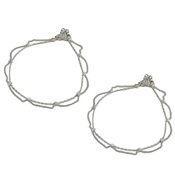 Womens Summer Fashion Ankle Bracelets Pair Handmade Foot Jewelry 10.25 inches (sanklt118)