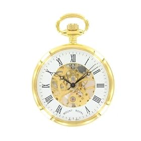 Gold Plated Open Face Mechanical Pocket Watch B3p/rn