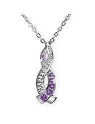 Sterling Silver Harley-Davidson Ladies Crossroads Necklace - February Amethyst