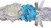 Ivory Beach Blue Lace Wedding Garter Set with Pearl & Rhinestone & Bow Prom Gift