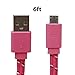 Samsung USB Charger, Nue Design Cases TM (6 FT) Braided Tangle Free Flat High Quality Super Durable Micro B USB Charging / Data Sync Cable FOR SAMSUNG GALAXY S3, S4, S5, NOTE 2, NOTE 3, NOTE 4 - (DARK PINK)