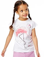 Pure Cotton Embellished Flamingo Print T-Shirt