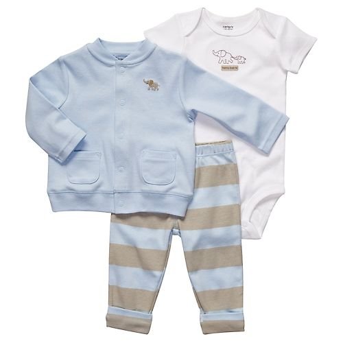 Carter's Blue & Brown 3-pc. Cardigan Set