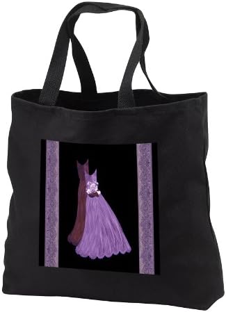 tb_30119_3 Jaclinart Art Dress Damask Ribbons Rose Ribbons - Lavender purple and plum gowns with coordinating damask ribbons - Tote Bags - Black Tote Bag JUMBO 20w x 15h x 5d