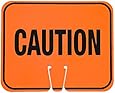 Cortina 03-550-C ABS Plastic Traffic Cone Sign, Legend "CAUTION", 11" Width x 13" Height, Orange on Black