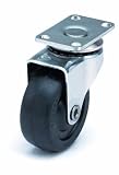 ER Wagner Light-Medium Duty Plate Swivel Caster 2.5 Inch Soft Rubber Wheel 120 lbs Load Capacity