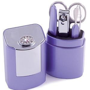 5 Piece Manicure Set With Swarovski Elements in Case - Lilac
