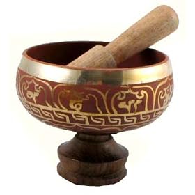 Tibetan Buddhist Om Red 5 Inch Singing Bowl