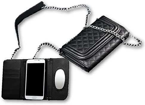 Luxury Leather Quality Phone Case Iphone 5 / 5s Card Slots, Mirror Slots, Pouch Wallet with Long Straps (8 Colors!) (Iphone 5 Black Cc)