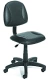 Black Leather Posture Computer Chair with Waterfall Seat - No Arms