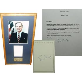 George H. W. Bush Framed Autographed Presidential Cut Piece with 8x10 Photograph