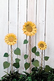 49" Metal Set of 3 Home Dcor Sunflower Garden Stake