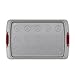 Cake Boss Deluxe Nonstick Bakeware 11-Inch x 17-Inch Cookie Pan with Drop Zones, Gray with Red Silicone Grips