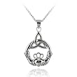 Sterling Silver Claddagh Celtic Knot Pendant Necklace with Rolo Chain, 18"