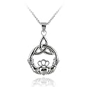 Sterling Silver Claddagh Celtic Knot Pendant with Rolo Chain, 18"