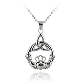 Sterling Silver Claddagh Celtic Knot Pendant with Rolo Chain, 18"