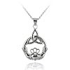 Sterling Silver Claddagh Celtic Knot Pendant with Rolo Chain, 18"
