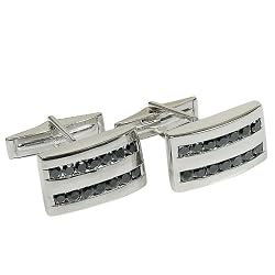 Romantic Gifts for Him Sterling Silver Onyx Gemstone Cuff Links (cflng233)