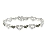 Sterling Silver .45ct. TDW Champagne Diamond Double Heart Bracelet