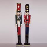 Set of 2 Decorative Wooden Slim Classic Christmas Nutcrackers 36